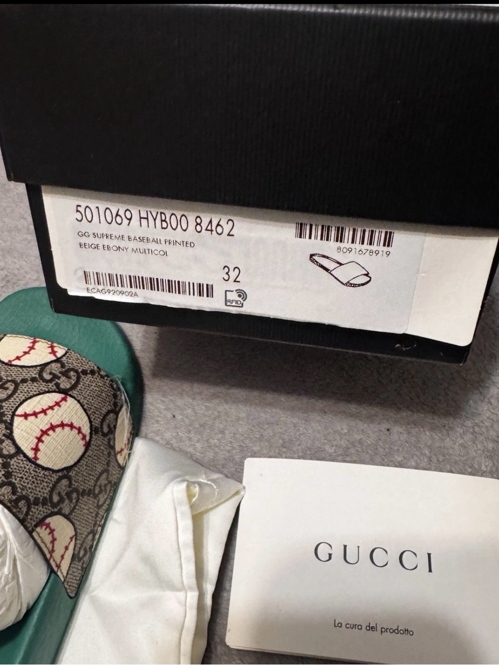 Gucci Toddlers' GG Supreme Baseball Slides Size 1 Kids Sandals - Picture 4 of 6